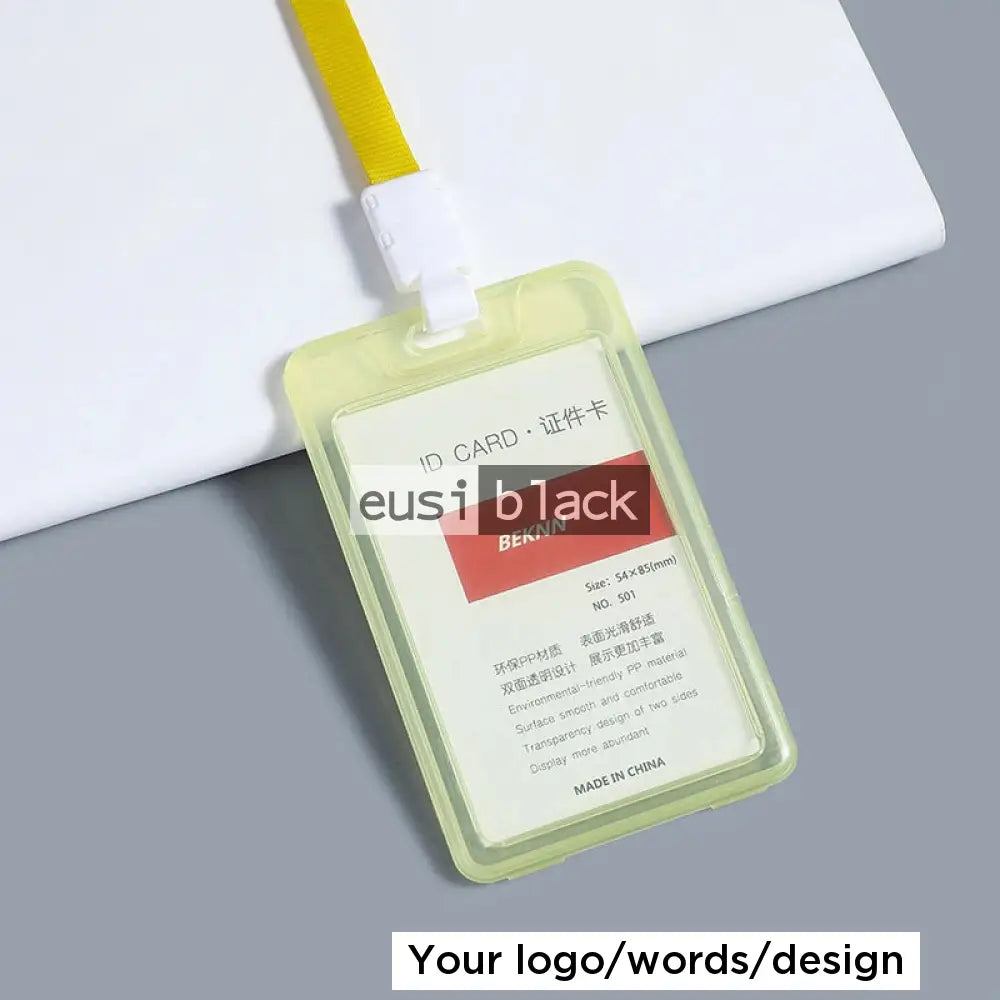 Transparent staff ID name tag pocket - Portrait / Yellow