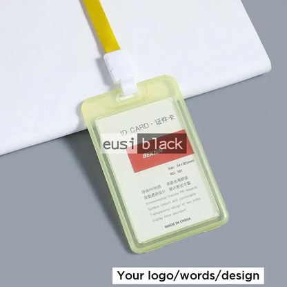 Transparent staff ID name tag pocket - Portrait / Yellow