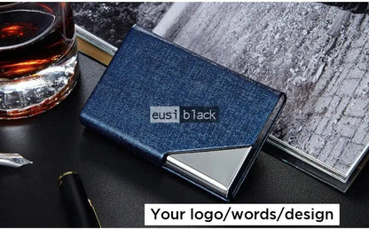 Triangulated corner business card holder Blue