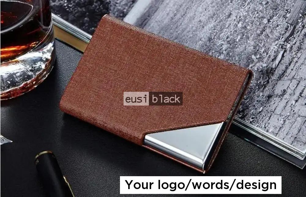 Triangulated corner business card holder Brown