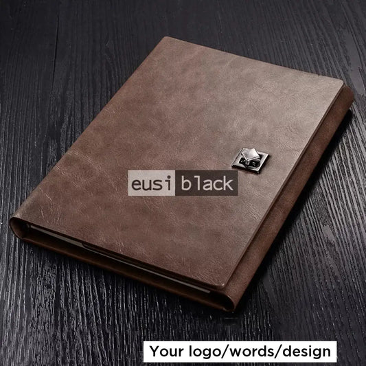 Twist to lock notebook - B5 - Brown