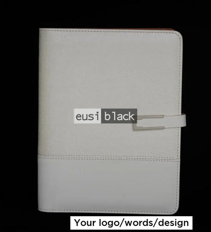 Two leather fabric B5 notebook - White