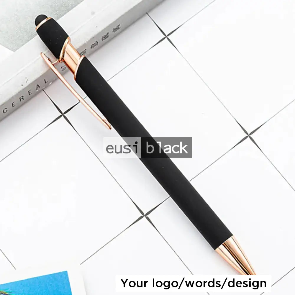 Two stripe rose gold metallic pen - Black