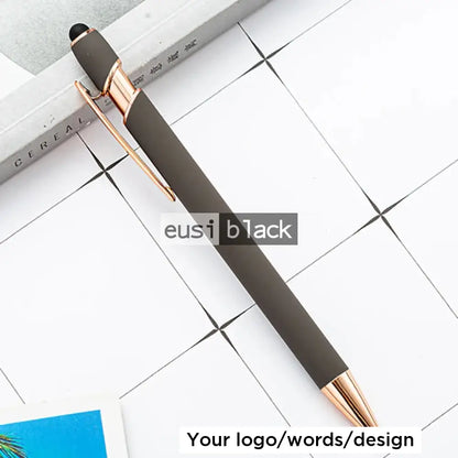 Two stripe rose gold metallic pen - Brown
