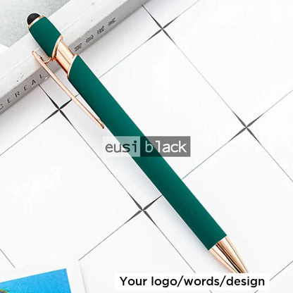 Two stripe rose gold metallic pen - Green