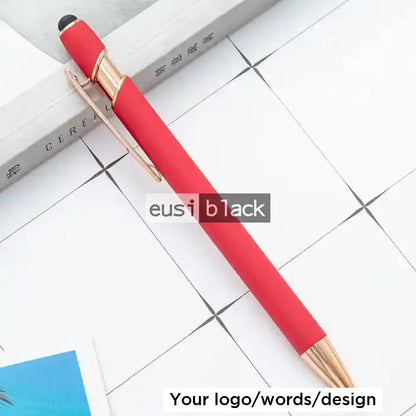 Two stripe rose gold metallic pen - Red