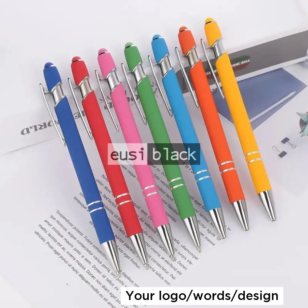 Two Stripe Round Top Plastic Pen Green