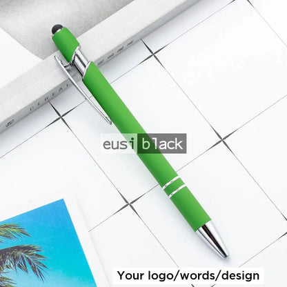 Two stripe round top plastic pen - Green