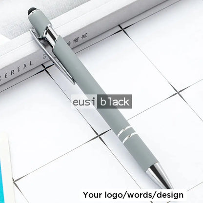 Two stripe round top plastic pen - Grey