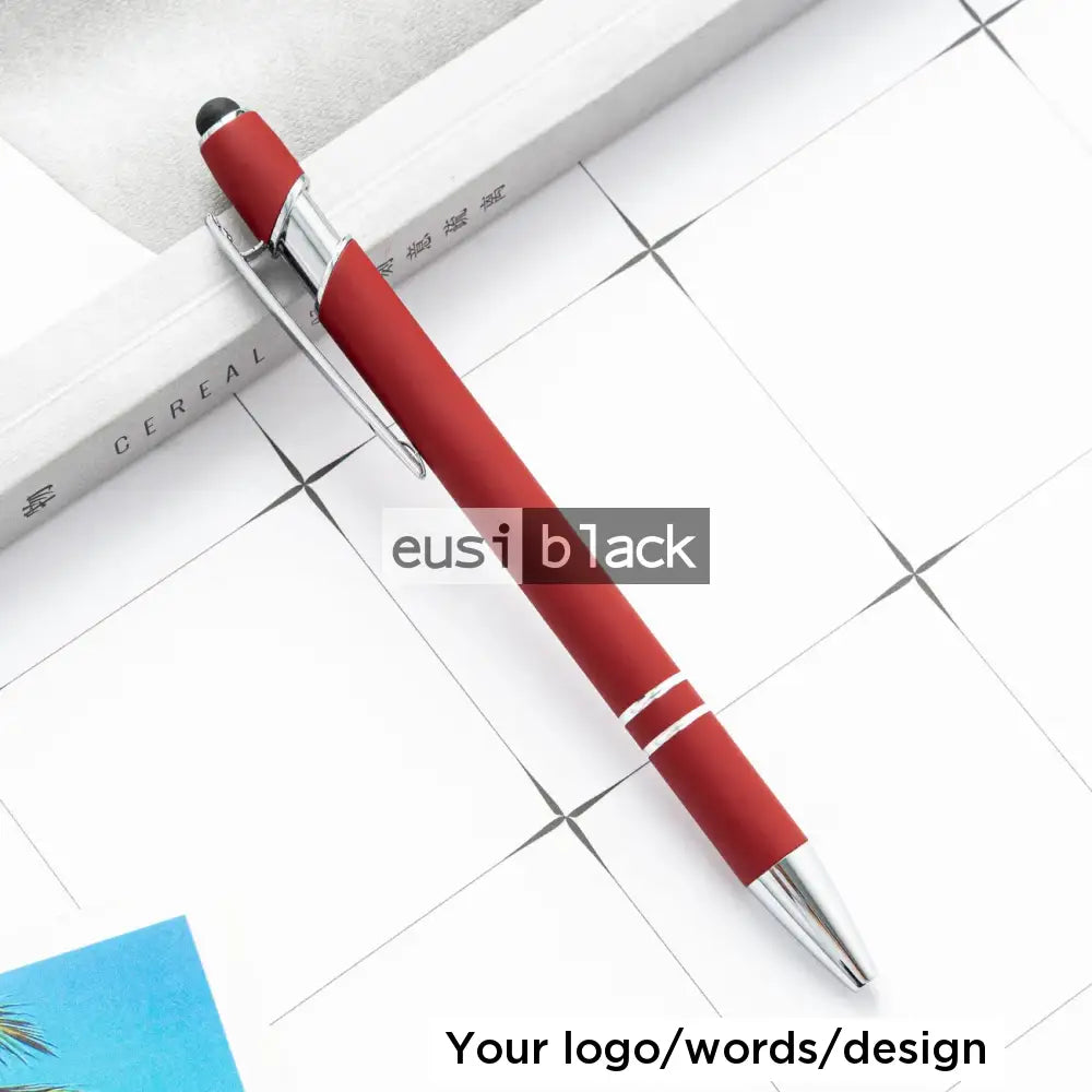 Two stripe round top plastic pen - Maroon