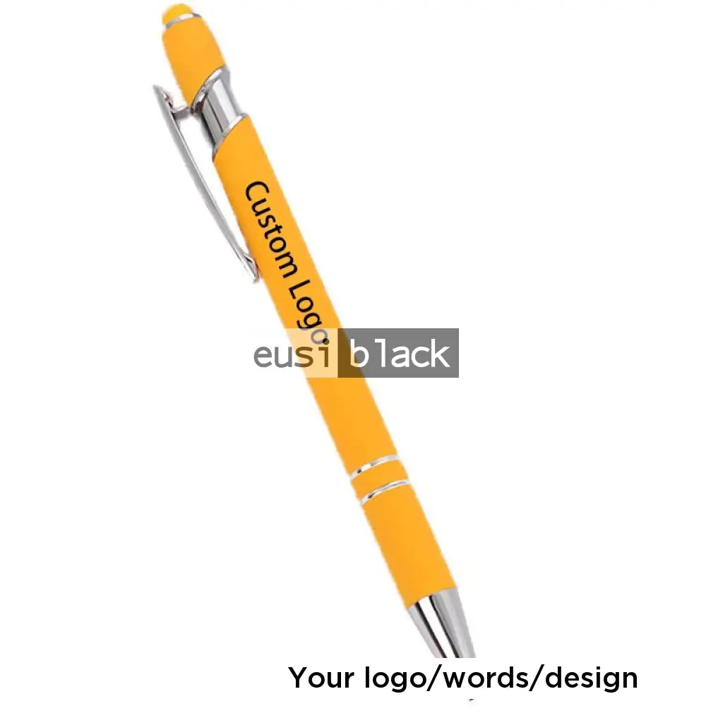 Two Stripe Round Top Plastic Pen Orange