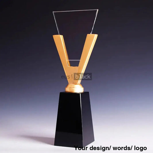 V Shaped Crystal Trophy Award