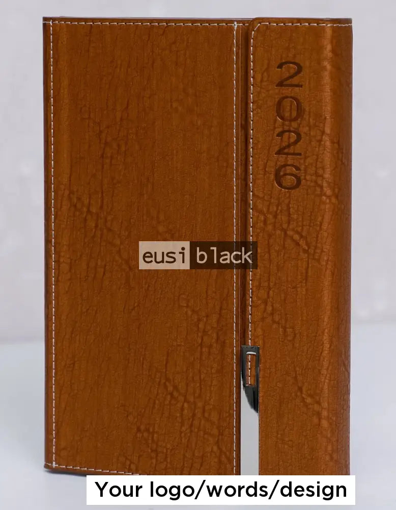 Vertically latched 2026 diary - Brown / A5
