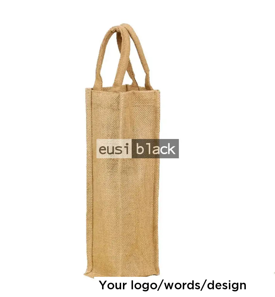 Wine carrying tote jute bag 1 bottle