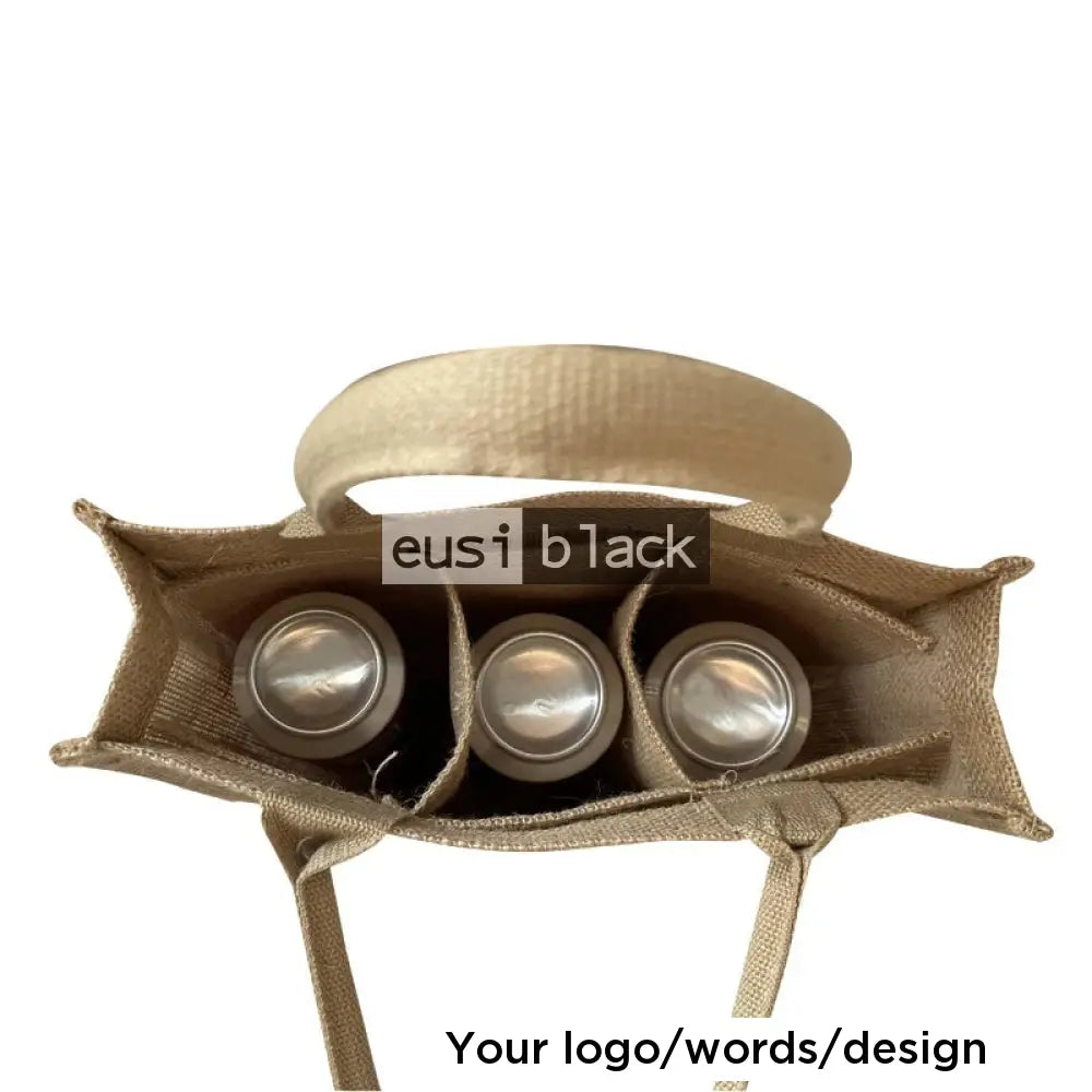Wine carrying tote jute bag 3 bottles
