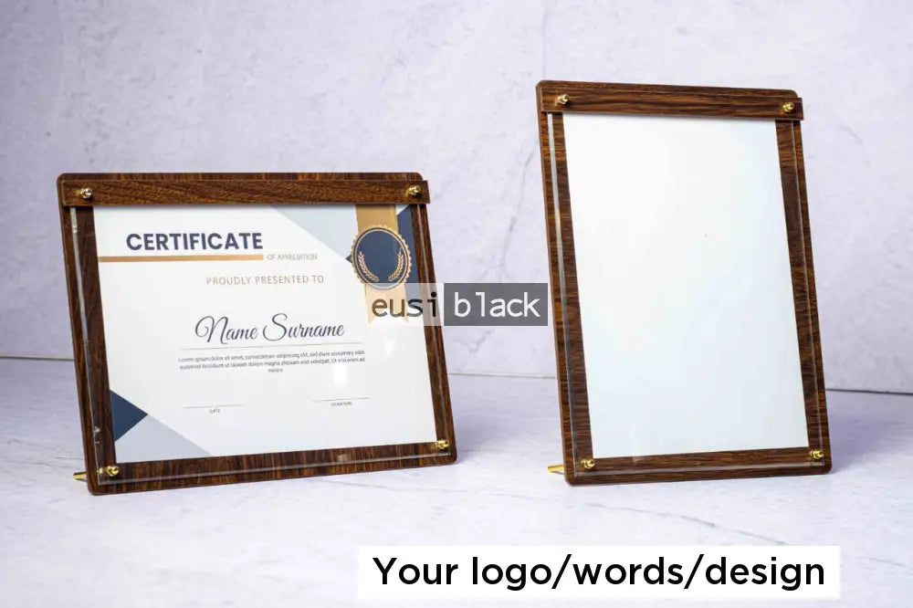 Wood glass certificate frame - A4