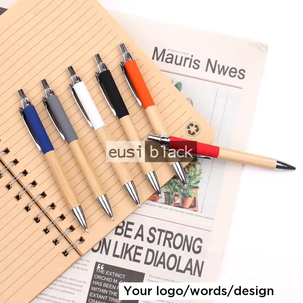 Wood plastic click pen
