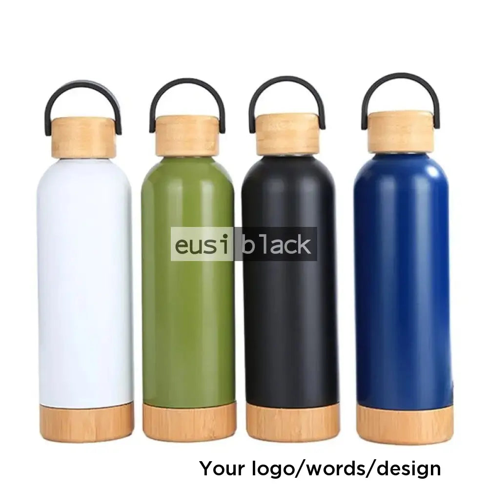 Wooden cap and base thermal bottle