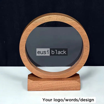 Wooden ring crystal award - Dark brown