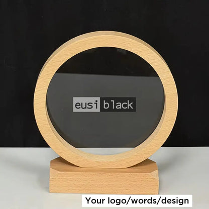 Wooden ring crystal award - Light brown